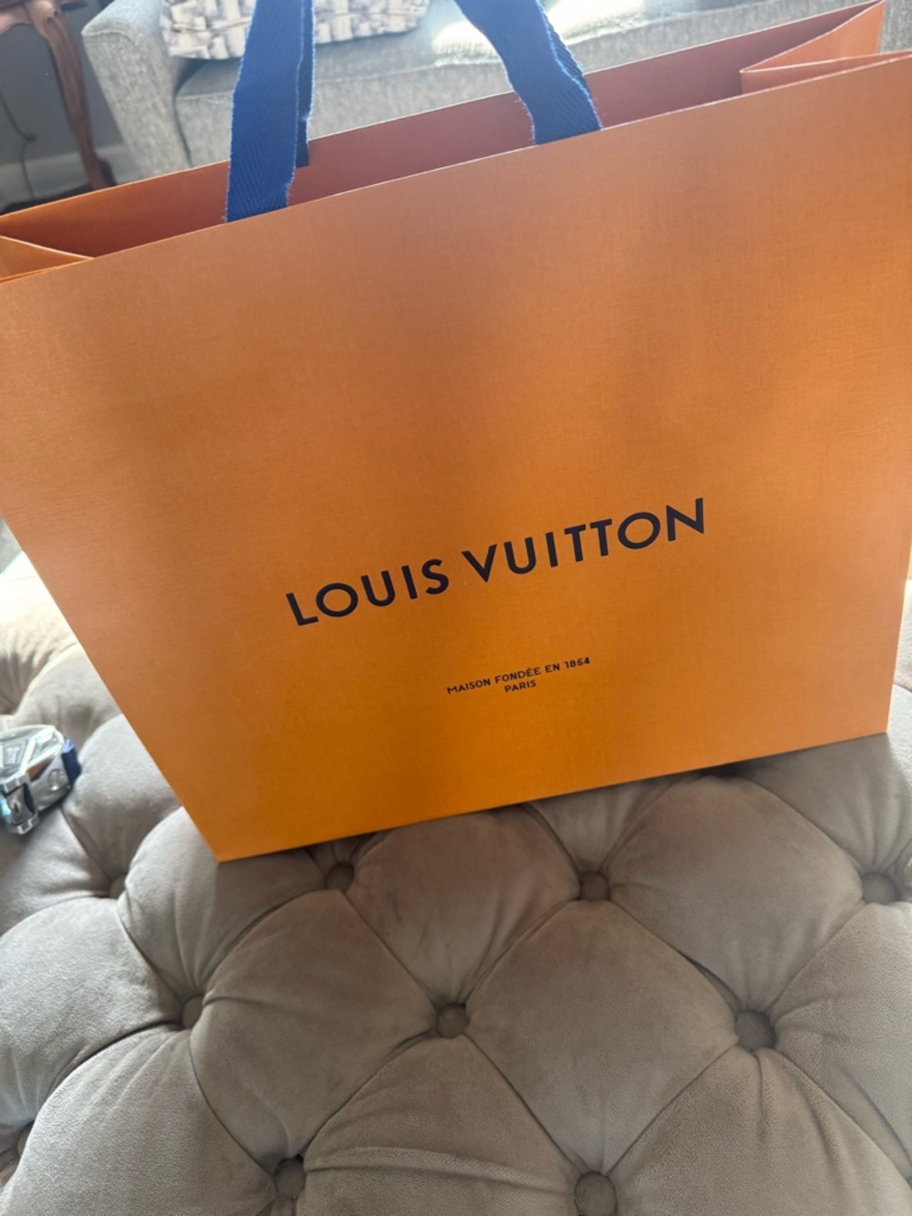 NWOT Louis Vuitton Signature Bright Orange Shopping Totes/Gift Bags Blue 3/$55 - Picture 7 of 12